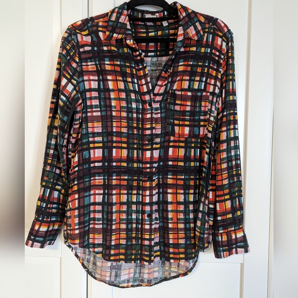 Sunday Best - Aritzia - Rainbow Plaid Shirt - Sz Small - Picture 1 of 5